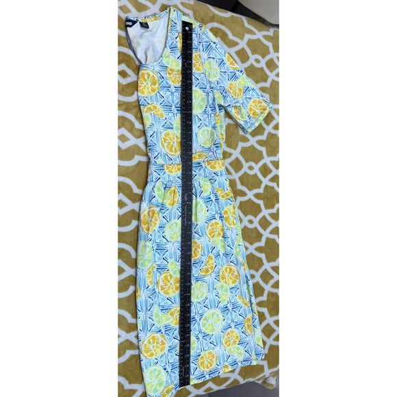 Lands End Fit & Flare Dress Lemon Lime Print Pockets Pullover M (10-12) EUC - Picture 8 of 11